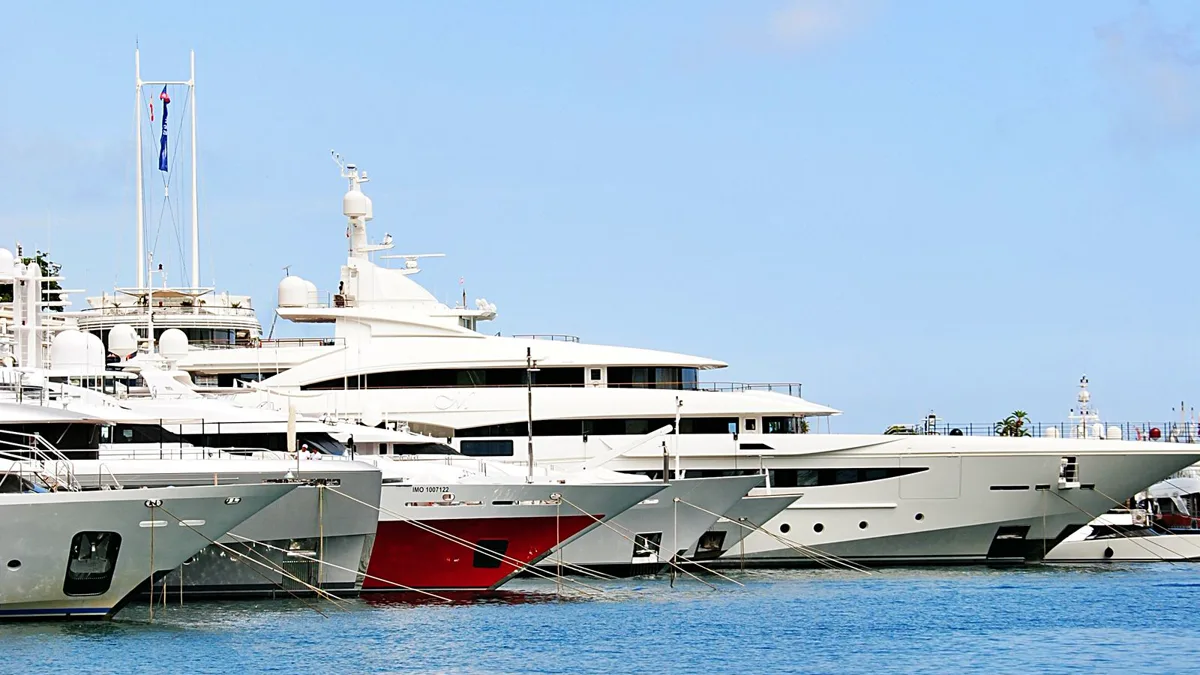 Superyachts moored at a marina in Monaco, almost always owned through corporate special purpose vehicles rather than an individual's own name